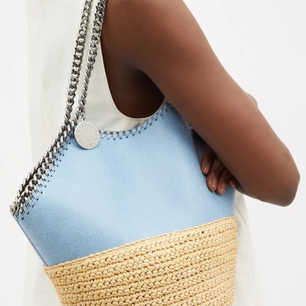 Stella McCartney Light Blue and Natural Straw Tote